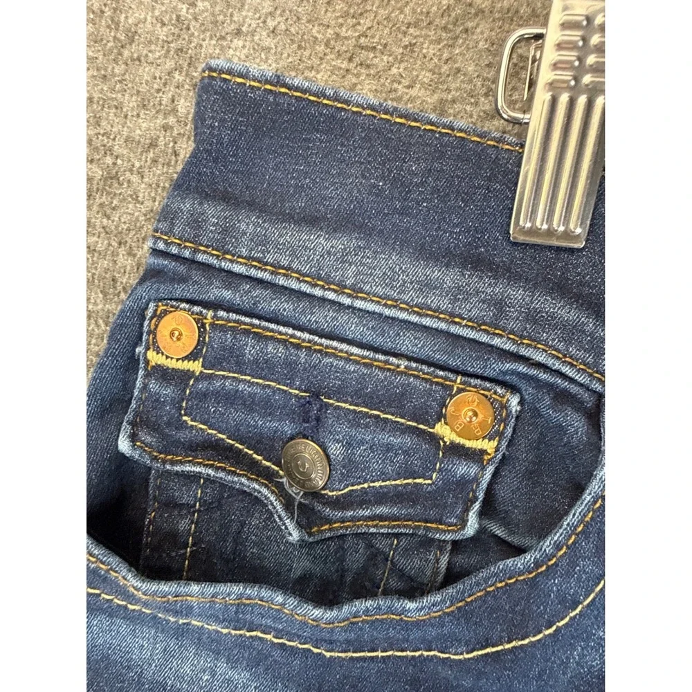 True Religion Ricky Flap SE Jeans Mens 36 Dark Wash Straight Leg Stretch Denim